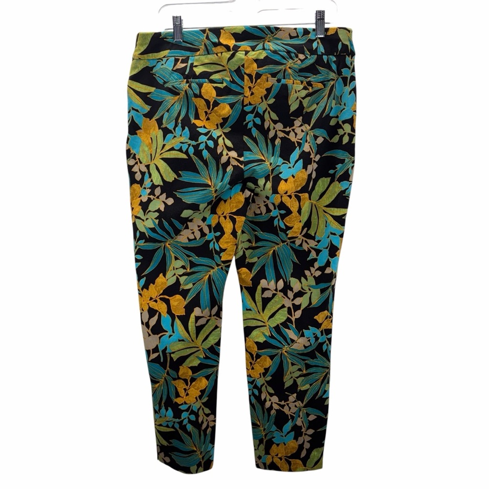 Chico's Tropical Print Cropped Pants Pull-On Rayon Blend Women's Size 2 (12)